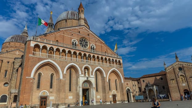 Padua, Italy - July 27, 2024: The Pontifical Basilica of Saint Anthony of Padua. Roman Catholic church and minor basilica in Padua, northern Italy