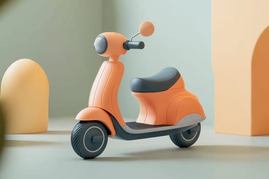 An orange conceptual electric scooter with a futuristic design. AI generated