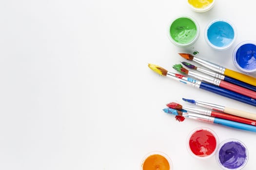 flat lay colorful aquarelle with copy space. High resolution photo