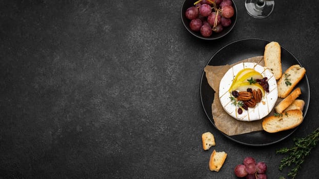 flat lay tasty local food assortment with copy space. High resolution photo