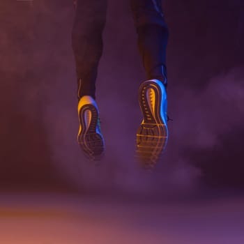 jumping legs smoke. High resolution photo