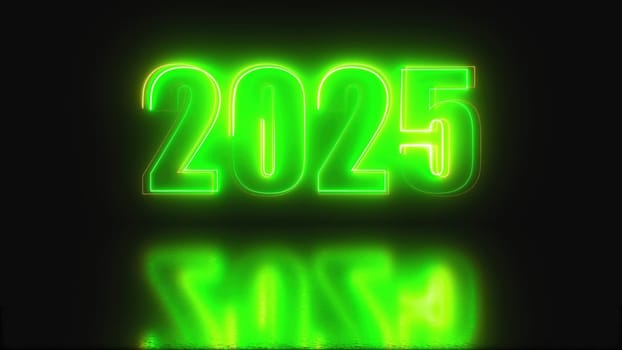2025 Neon text. Computer generated 3d render