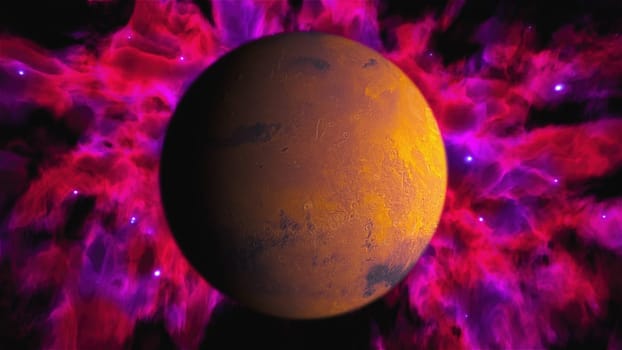 Planet Mars with nebula. Elements of this image furnished by NASA