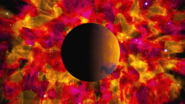 Planet Mars with nebula. Elements of this image furnished by NASA