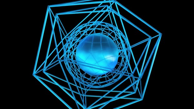 Blue glass structure. Computer generated 3d render