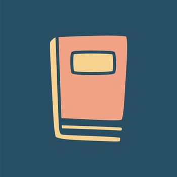 Doodle book or notebook icon with bookmark, handdrawn with thin line. Knowledge and education symbol. Vector illustration isolated on white background