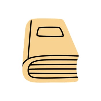 Doodle book icon with bookmark hand drawn in a modern minimalistic style. Knowledge and education symbol isolated on white background. Vector illustration