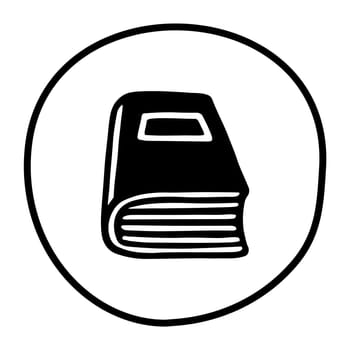 Doodle book icon with bookmarks handdrawn with pen. Vector illustration isolated on white background