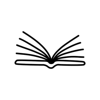 Doodle book icon handdrawn with ink pen. Knowledge and education symbol painted in grunge freehand style. Vector illustration isolated on white background