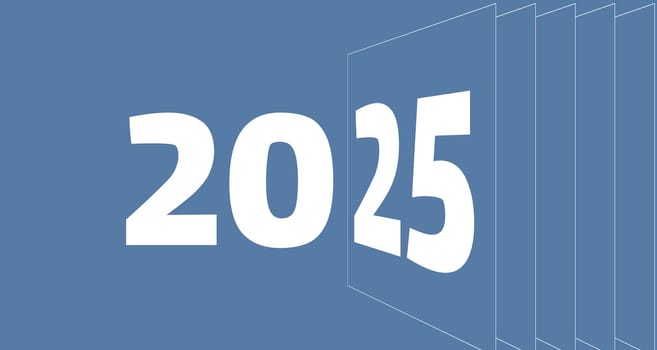 2025 New year text concept. 3d illustration