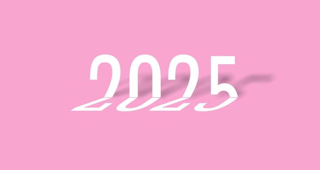 2025 New year text concept on a pink background. 3d illustration
