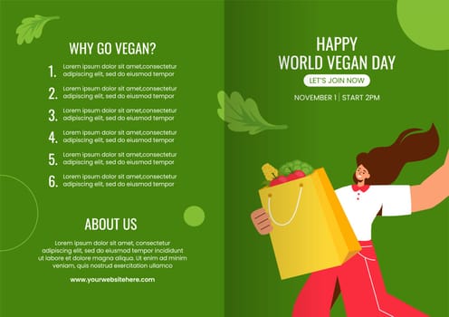 Cartoon Template for Vegan Day Social Media Brochure Background