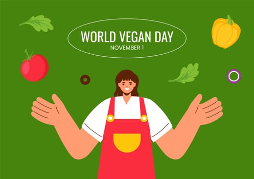 World Vegan Day Social Media Background with Hand-Drawn Template