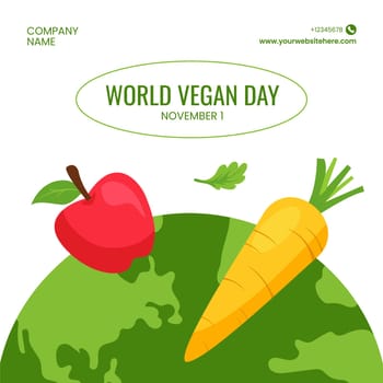 World Vegan Day Social Media Background with Hand-Drawn Template
