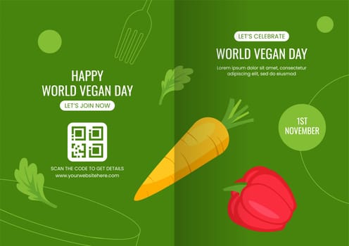 Cartoon Template for Vegan Day Social Media Brochure Background