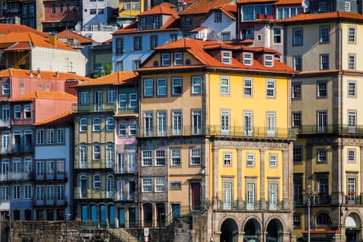 View of Portuguese traditional colorful houses in Porto city, Portugal