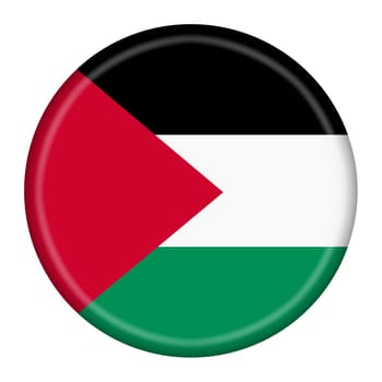 A Palestine flag button 3d illustration with clipping path