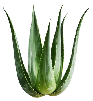 High-resolution image of an aloe vera plant with vibrant green leaves, isolated on a black background. Ideal for presentations related to natural remedies, skincare, and plant-based health products.