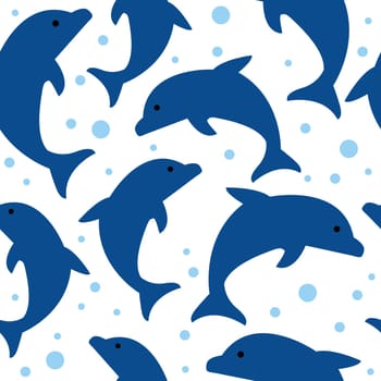 Blue Dolphin seamless pattern background