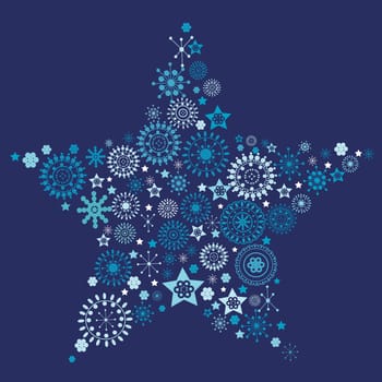 Abstract star made of snowflakes