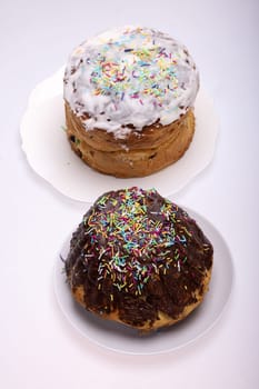 Traditional Ukrainian Easter Cake Kulich or Orthodox Christian Easter Bread.