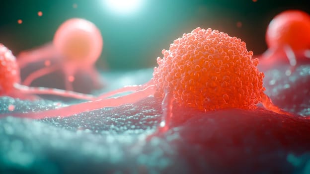 Biological cancer cells. Scientific Medical Background. AI generated