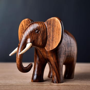 Wooden elephant on wooden board