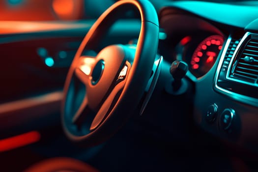 Modern car interior with multimedia and digital dashboard. AI generated
