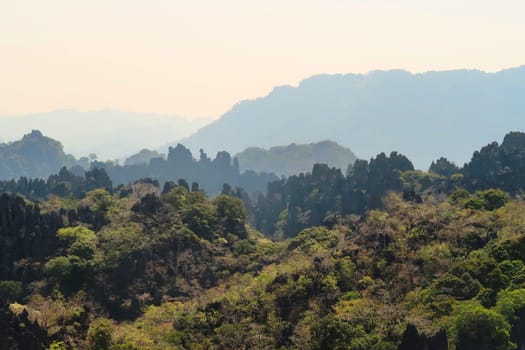 Spectacular view from the Limestone Forest Viewpoint on the Thakhek Motobrike Loop, Laos 2023