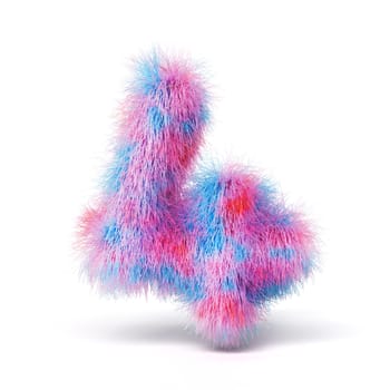 Blue pink fur font Number 4 FOUR 3D rendering illustration isolated on white background