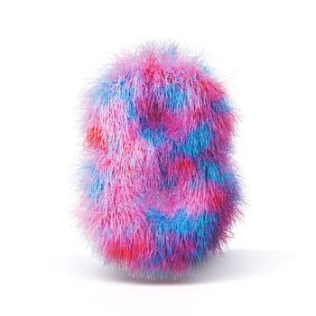 Blue pink fur font Number 8 EIGHT 3D rendering illustration isolated on white background