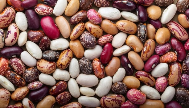 mixed beans top flat view, AI generated image