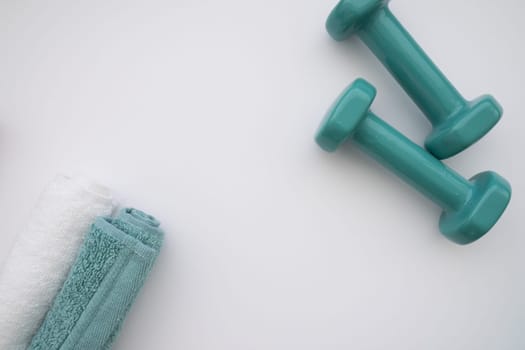 dumbbells towel. High resolution photo