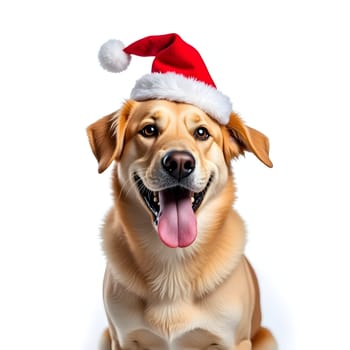 Happy dog with Santa hat