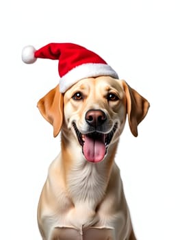 Happy dog with Santa hat
