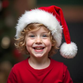 Happy child with the Santa hat