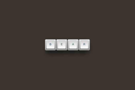 Bear text on a 3d keyboard button with shadow, 3d Illustration