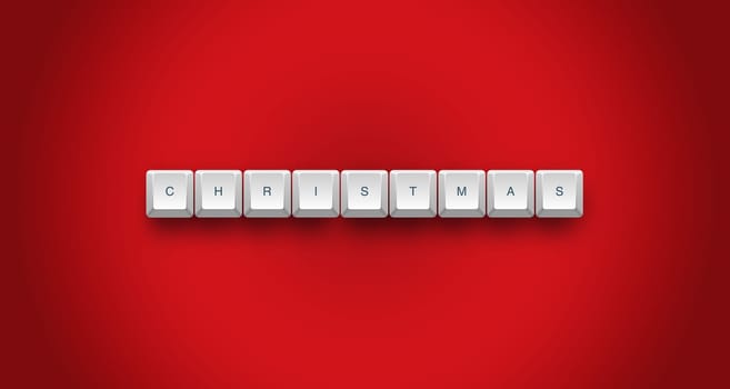 Christmas text on a 3d keyboard button with shadow, 3d illustration