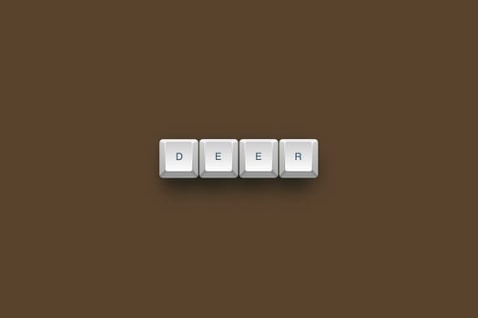 Deer text on a 3d keyboard button with shadow, 3d Illustration