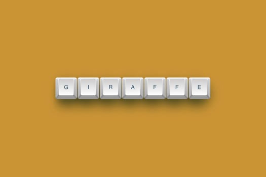 Giraffe text on a 3d keyboard button with shadow, 3d Illustration