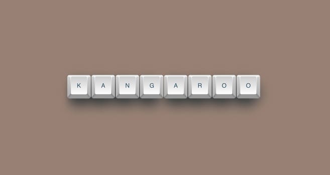 kangaroo text on a 3d keyboard button with shadow, 3d illustration