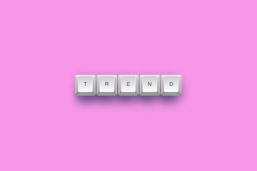 Trend text on a 3d keyboard button with shadow, 3d Illustration