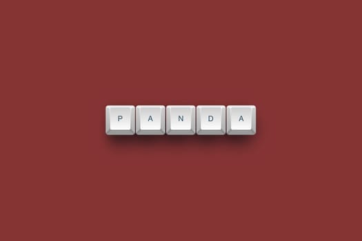 Panda text on a 3d keyboard button with shadow, 3d Illustration