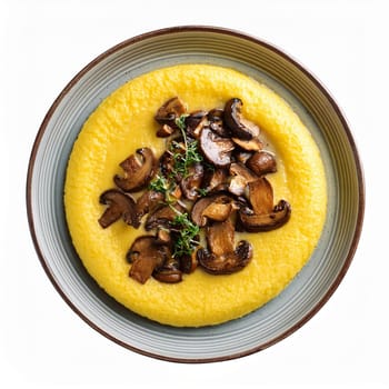 polenta with shiitakei mushrooms northern italian food, AI generated image