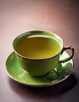cup of gunpowder green tea, AI generated image