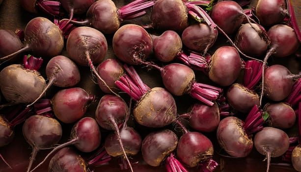 beetroots vegetables flat view, AI generated image