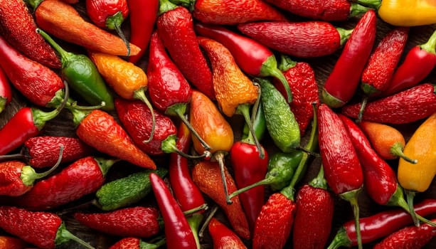 chili peppers vegetables flat view, AI generated image