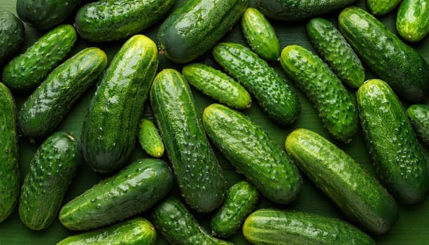 cucumbers vegetables flat view, AI generated image