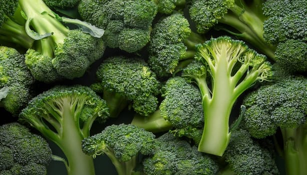 broccoli vegetables flat view, AI generated image