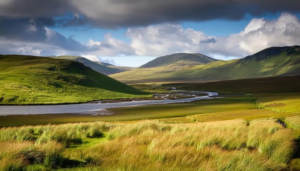 scottish lowlands natural landscape, AI generated image